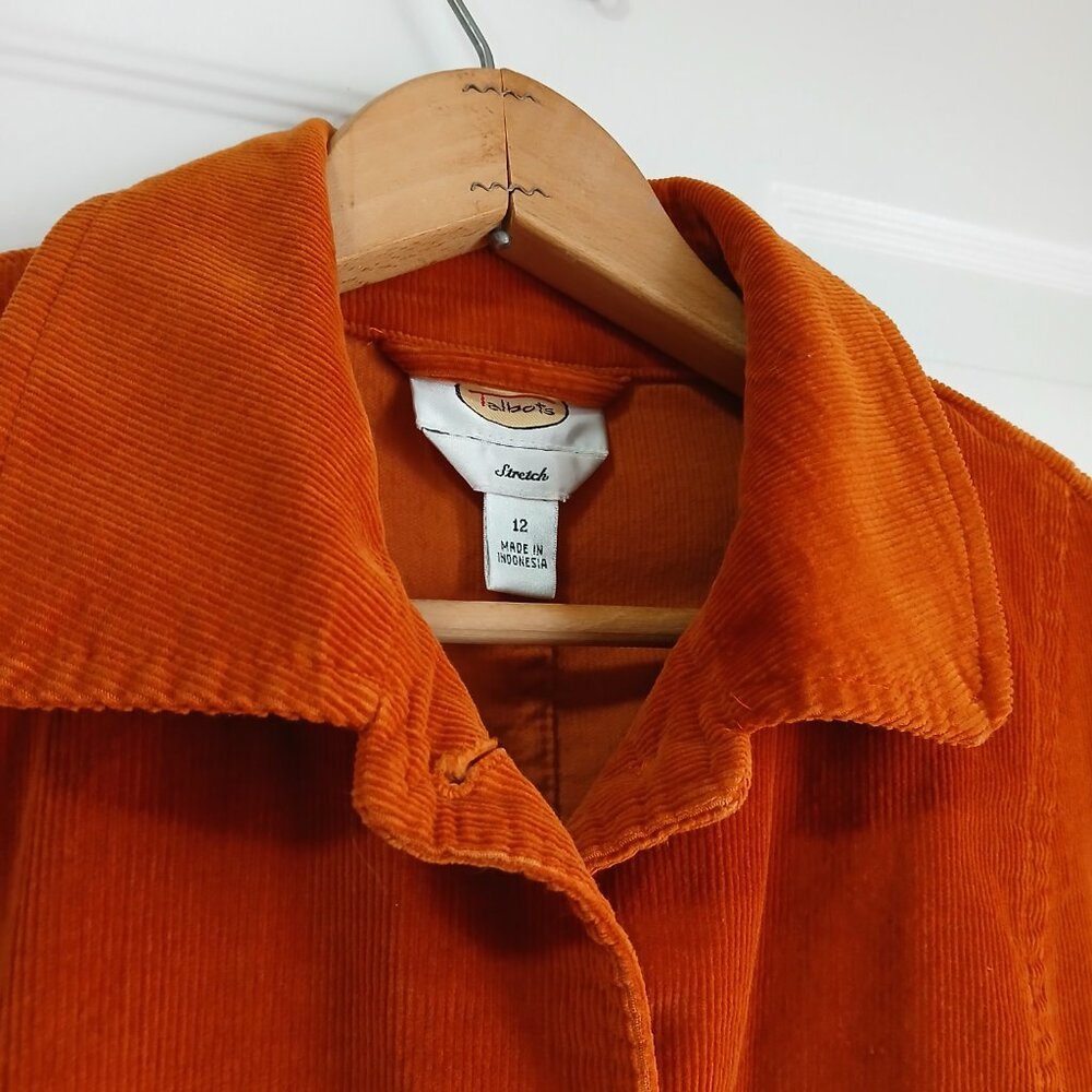 Tangerine Orange Corduroy Jacket by Talbots Size 12 - Picture 4 of 9